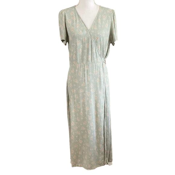 Gap Size Medium M Wrap Maxi Dress Floral Print Green - Picture 2 of 6